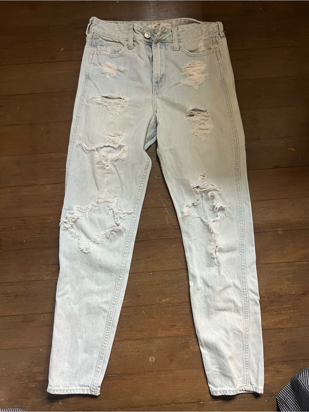 Hollister Light Blue Ripped Boyfriend Jeans